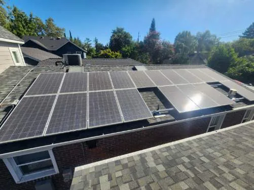 Close-up of dust and grime built up on a Sacramento solar panel