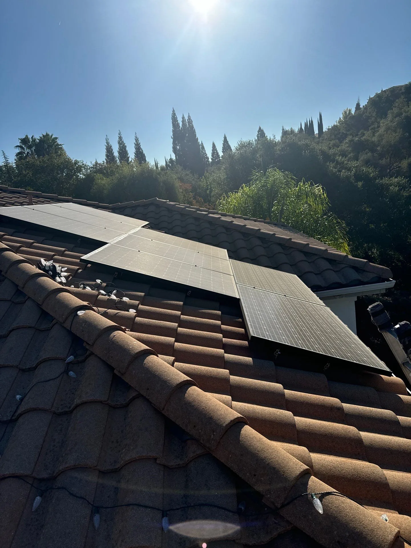The same solar panels clean and clear after a Dunzo Gutters cleaning