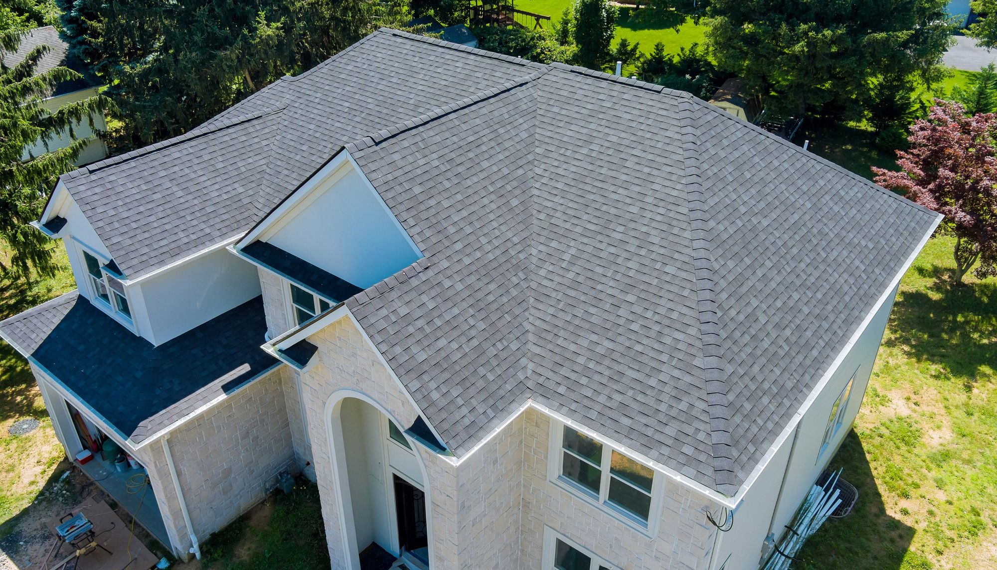 a home with rain gutters